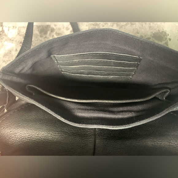 Latico Black Leather small studded crossbody bag purse silver studs - Picture 4 of 7